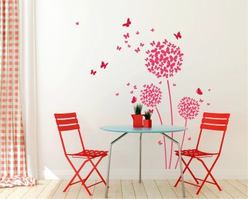 Beautiful Butterfly Dandelion Flowers  Wall Decals Beautiful Butterfly Dandelion Flowers  Wall Decals